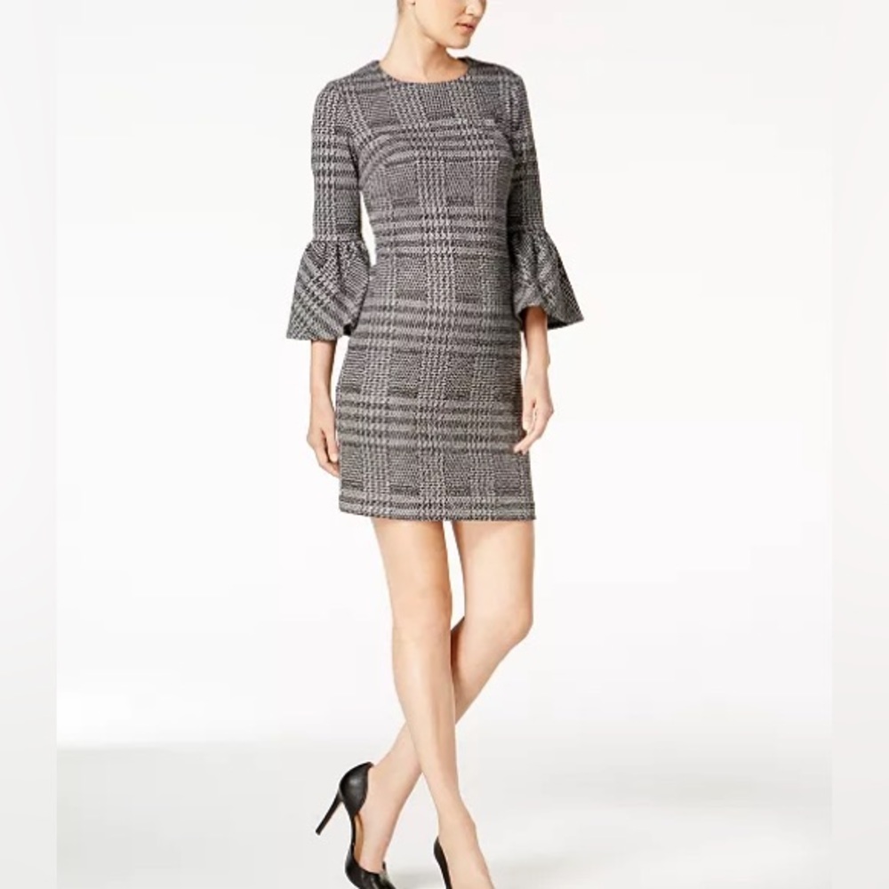 Calvin Klein black and white tweed business casual dress